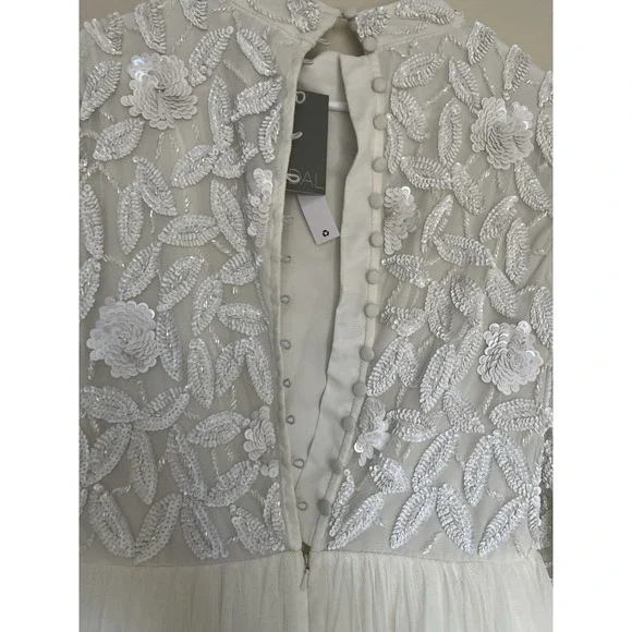 ASOS BRIDAL Arabella embellished bodice mini wedding dress mesh skirt sz 8 Luxy - Picture 7 of 13